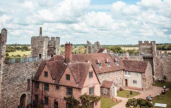 Some grand buildings stand within castle walls